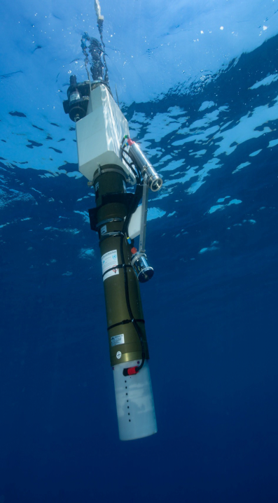 Under water view of biogeochemical float in Northeast Pacific Ocean